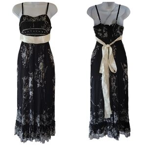 VTG Derby Y2K Black Floral Embellished Babydoll Dress S Fairy Grunge Whimsigoth